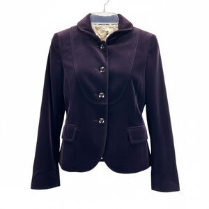 J.Crew Purple Velvet Blazer Jacket Women’s Size 0 Cropped Fitted Retro Y2K Luxe